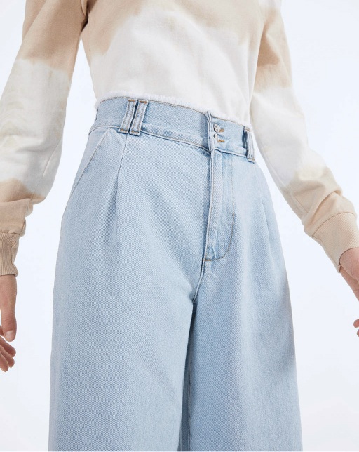 Culotte jeans with frayed hems - Imagen 3