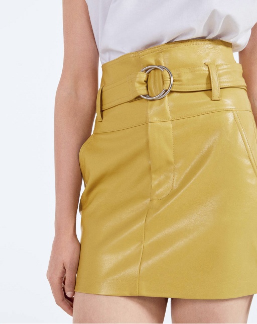 Faux leather skirt with belt - Imagen 3
