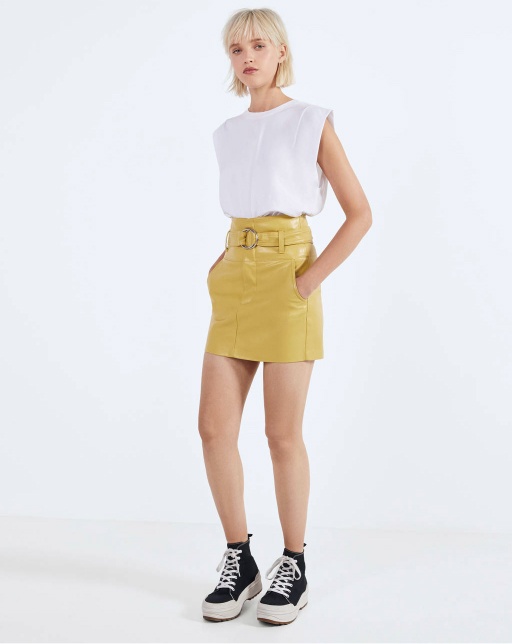 Faux leather skirt with belt - Imagen 4